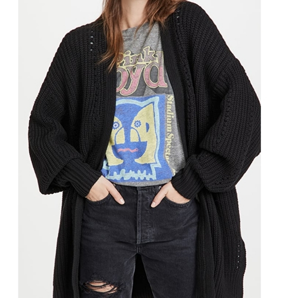 Free People Nightingale Cardi Open Front Oversized Slouchy Fit Black Sm & Lg NWT - Picture 8 of 15